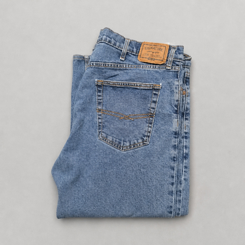 Levi Strauss Signature Gold Jeans Mens 40x30 Relaxed Straight Light Wash Denim